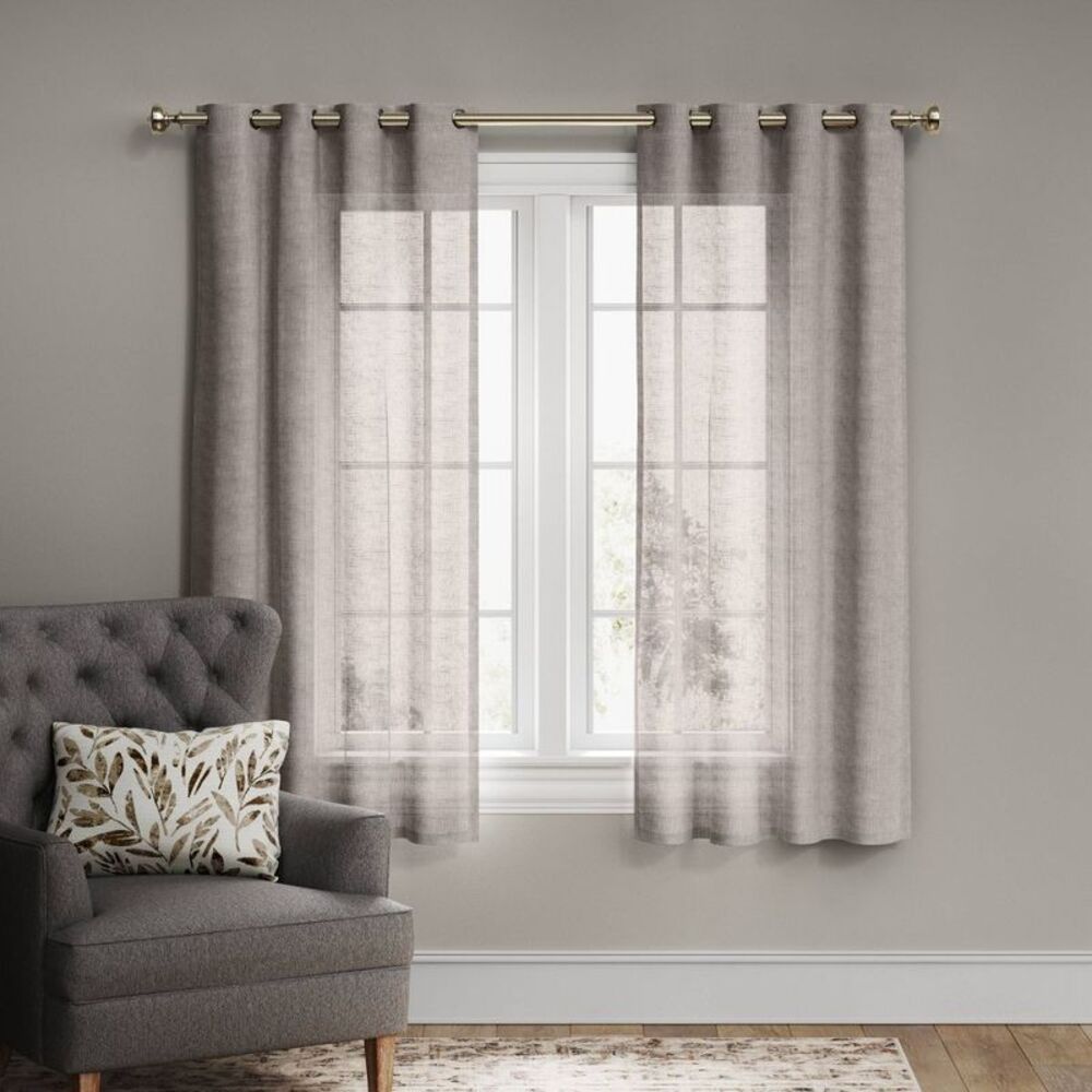 54"x95" Light Filtering Textured Basket Weave Window Curtain Panel - Gray